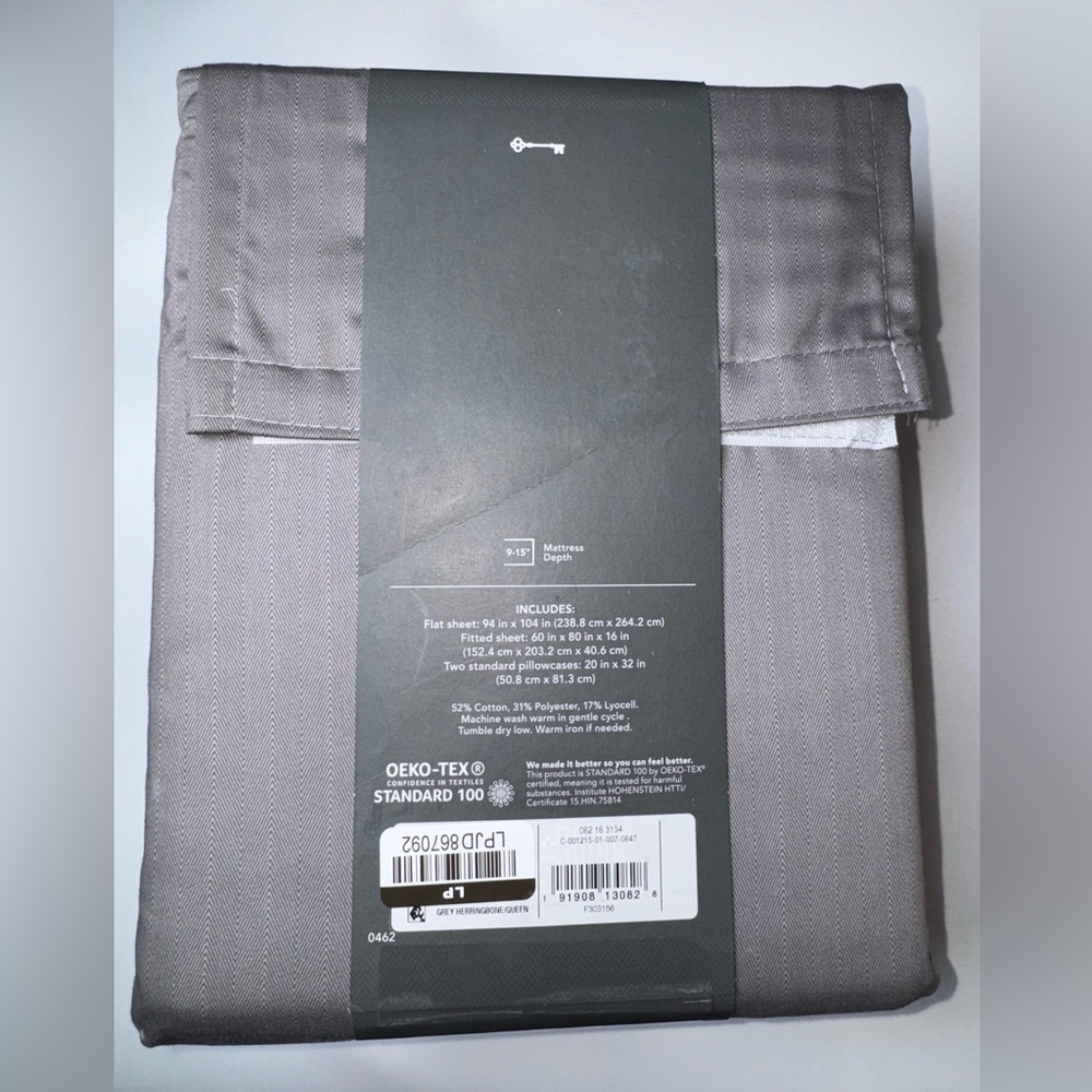 Threshold Charcoal Sheet Set -Queen - Picture 2 of 2